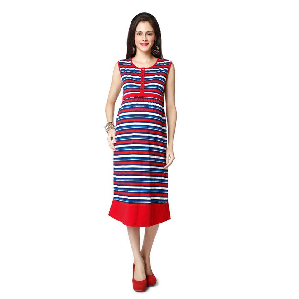 Nine Maternity Multicolour Stripes Nursing Dress